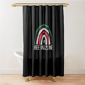 Free Palestine Save Gaza Palestinian Flag Rainbow Shower Curtain