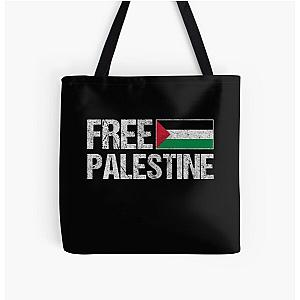 Free Palestine Gaza Palestinian Flag Support All Over Print Tote Bag