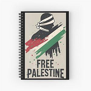 Free palestine - Free Gaza - Blindfolded Palestinian with Palestine Flag Spiral Notebook