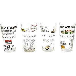 Friends Pins - Friends Multi Quote Pattern 4 Piece 16oz Pint Glass Set FRI3012