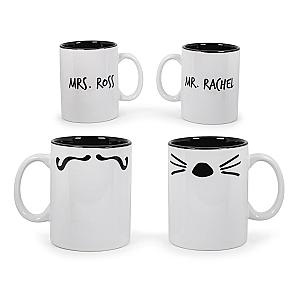 Friends Mugs - Mr. Rachel Whiskers and Mrs. Ross Moustache Double-Sided Mugs | Set of 2 FRI3012