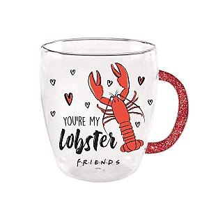 Friends Mugs - Friends You're My Lobster 14 Ounce Glitter Handle Glass Mug FRI3012