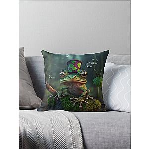 Fancy Frogger Bubbles Throw Pillow