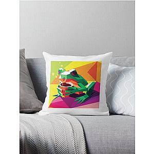 frogger the coffee lover Throw Pillow