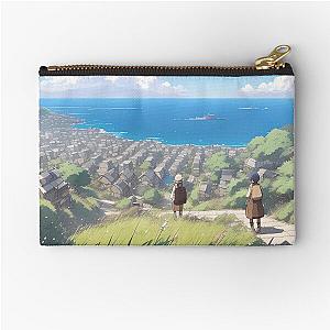 Seaside Town View Nature Meets Human Habitat Zipper Pouch