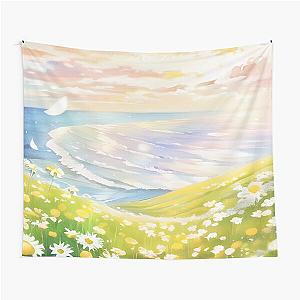 Beautiful Flower Field and Sea Tapestry