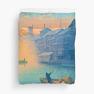 Ukiyo-e Morning at Dotonbori in Osaka by Kawase Hasui Duvet Cover