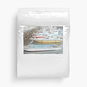 Floating Pastel Color Boats Duvet Cover