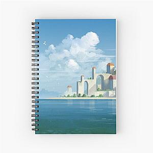 Red Bird and Coastal City Spiral Notebook