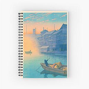 Ukiyo-e Morning at Dotonbori in Osaka by Kawase Hasui Spiral Notebook