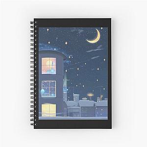 Cute Cartoon Night House Spiral Notebook