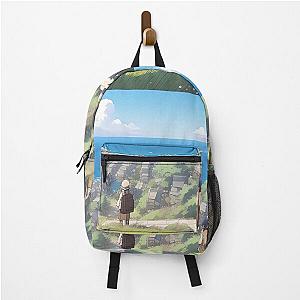 Seaside Town View Nature Meets Human Habitat Backpack