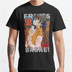 Fruits Basket T-Shirts - Tohru Honda Fruits Basket Furūtsu Basuketto Retro Colour Stripe Anime Manga Design Classic T-Shirt RB0909