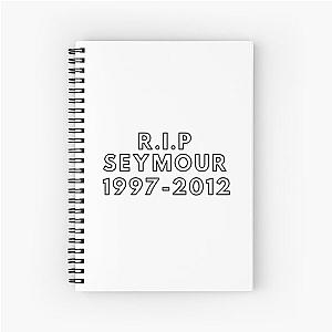 R.I.P Seymour 1997-2012 - Frys Dog, Bender, Futurama, TV Show, Meme - Black Text Spiral Notebook