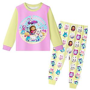Gabbys Dollhouse Cartoon Pyjama Long Sleeve T Shirt Pants 2pcs Sets