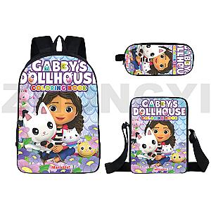 Gabby's Dollhouse 3D 3pcs/Set Pupil School Bags Shoulder Bag Pencil Case
