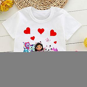 Gabby Dollhouse Gabby Cats Heart Cartoon Print T-shirt
