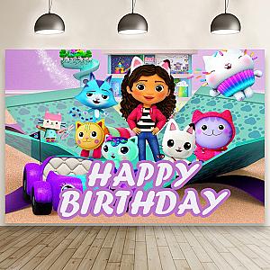 Gabby Dollhouse Photography Backdrop For Birthday Decoration