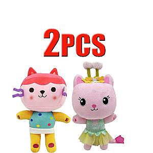 25cm 2pcs Box Cat and Kitty Fairy Gabby Dollhouse Stuffed Animals Plush