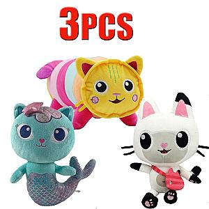 25cm 3pcs Cats Gabby Dollhouse Stuffed Animals Plush