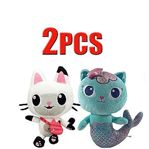 25cm 2pcs MerCat and Pandy Paw Gabby Dollhouse Stuffed Animals Plush