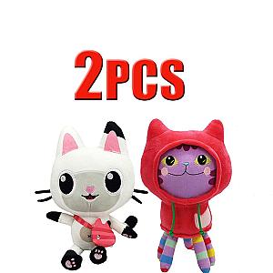 25cm 2pcs DJ Catnip and Pandy Paw Gabby Dollhouse Stuffed Animals Plush