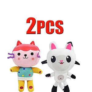 25cm 2pcs Baby Box Cat and Pandy Paw No Bag Gabby Dollhouse Stuffed Animals Plush