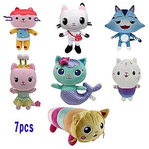 25cm 7pcs Cats And Pillow Cat Gabby Dollhouse Stuffed Animal Plush