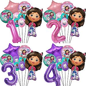 Gabby Dollhouse Pink Purple Number Balloon Birthday Party Decoration