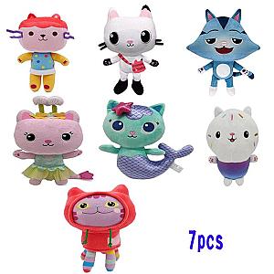 25cm 7pcs Cats Gabby Dollhouse Stuffed Animal Plush