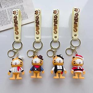 Garfield Cartoon Animation Cat Standing Doll Keychain