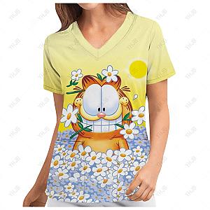Garfield Cartoon Cat Working Uniform Blouse T-shirts