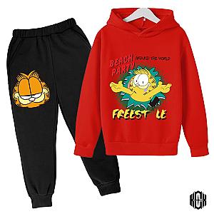 Garfield Cartoon Cat Children's Clothes Long-sleeved Suit Kids Sportswear Hoodie Costume Set