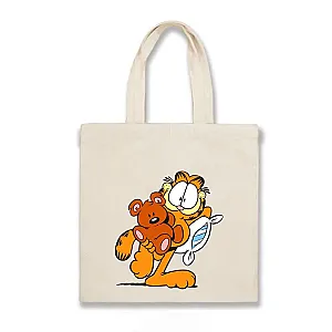 Garfield Cartoon Cat Printing Large Capacity Canvas Shoulder Bag