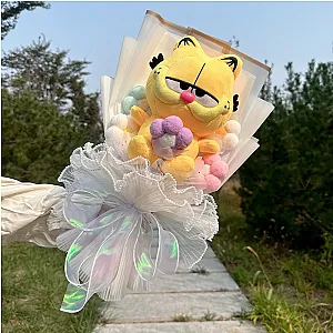 Cute Garfield Cat Stuffed Animal Plush Toy Flower Bouquet