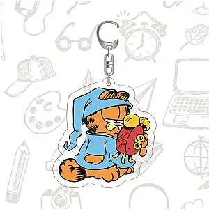 Garfield Cartoon Anime Periphery Image Cute Funny Fat Cat Keychain