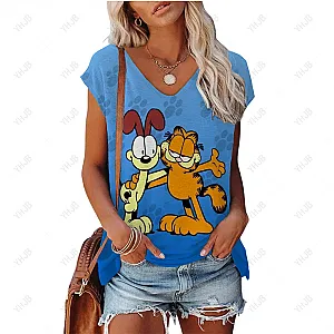 Garfield Cartoon Print Sleeveless Top T-shirts