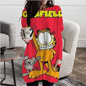 Garfield Cartoon Cat Long Sleeve Pocket Long Shirts