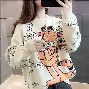 Garfield Cute Animal Cartoon Cat Graphic Jumper Sweatshirt