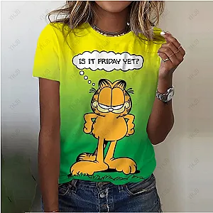 Garfield Cartoon Cat 3D Print Women Ladies Girls T-Shirt