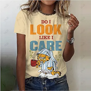 Garfield Cat Series Retro Do I Look Like I Care Cartoon T-shirts