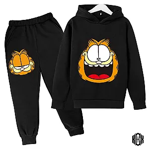 Garfield Cartoon Cat Kid Pullover Hoodie Pants Set