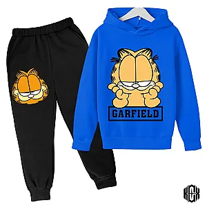 Garfield Cartoon Cat Kids Long Sleeves Outfits Hoodie Pants Sets