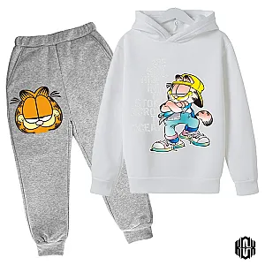 Garfield Cartoon Cat Fashion Pullover Tops Hoodies Pant Suit