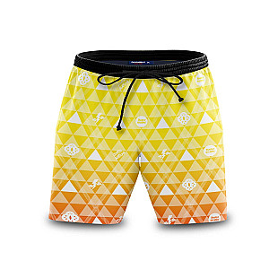 Demon Slayer Shorts - Zenitsu Plaid Beach Shorts FH0709