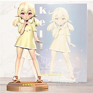 14cm Genshin Impact Klee Yellow Dress Standing Doll Anime Figure Toy
