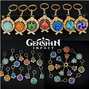 Genshin Impact Vision Lnazuma Luminous 7 Element Weapons Eye Of Original God Keychain