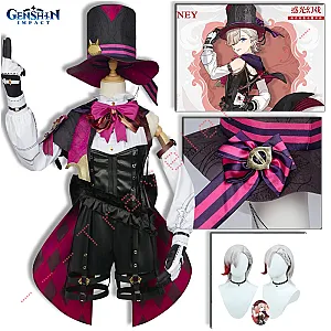 Genshin Impact Lyney Cosplay Costume Wig Magician Uniform