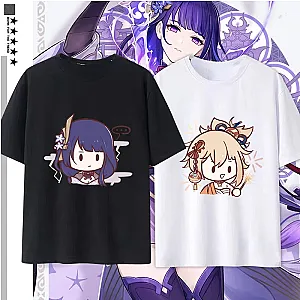 Genshin Impact Cute Cartoon Raiden Shogun Yae Miko Graphic T-shirt