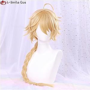 Game Genshin Impact Traveller Lumine Cosplay Wig Long Golden Hair